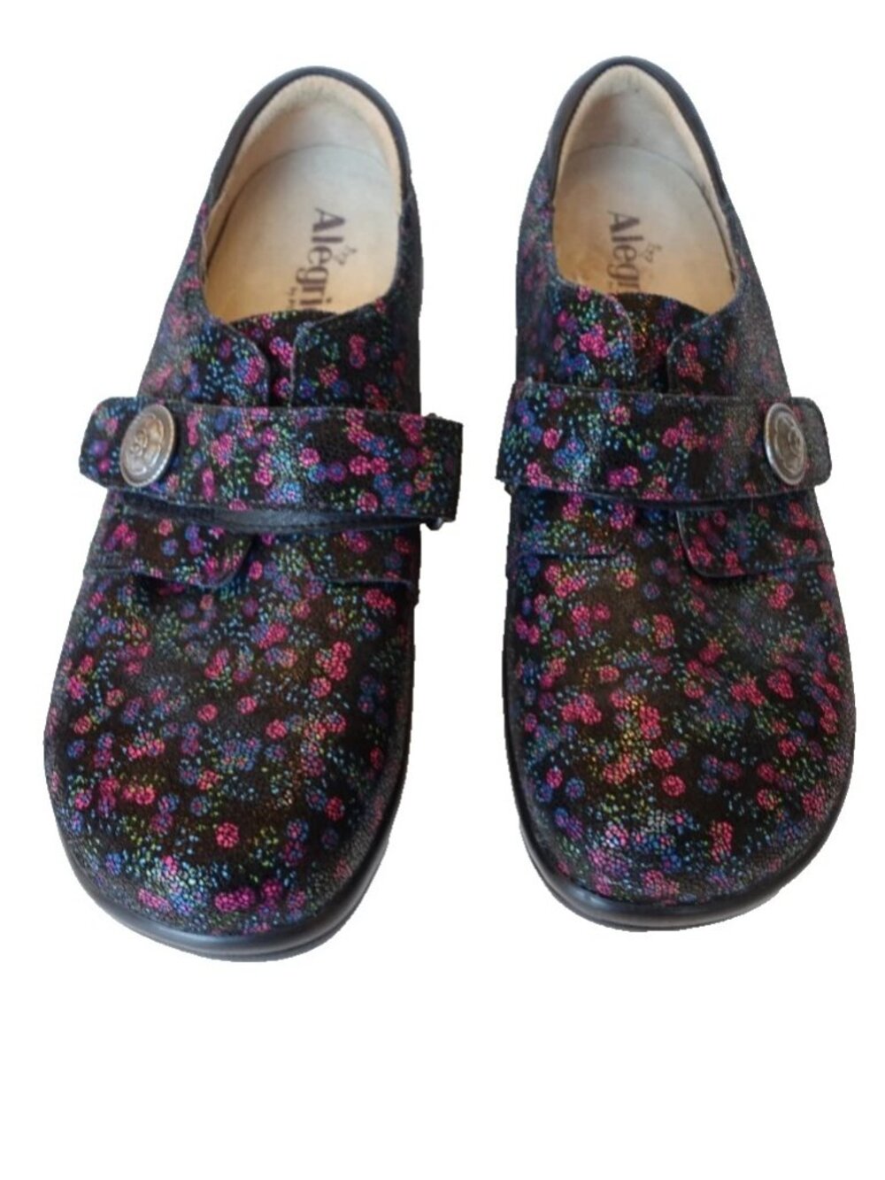 ALEGRIA Black Pink Blue JOLEEN Sweetums Floral Leather Shoes 42 US 11.5 12